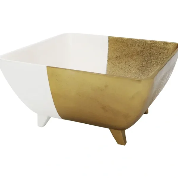 96654 GOLD/WHITE SQUARE 11" BOWL - cozylivehome.com | we sell a wide range of comfortable household items* Giftware