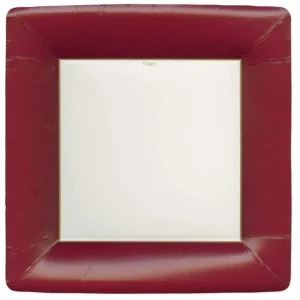 Shop All^Grosgrain Square Paper Dinner Plates in Cranberry - cozylivehome.com | we sell a wide range of comfortable household items