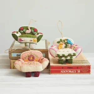 Handmade Wool Felt Chair Ornament w/ Applique & Embroidery - cozylivehome.com | we sell a wide range of comfortable household items* Ornament