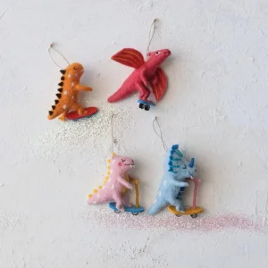 Handmade Wool Felt Dinosaur on Skateboard/Scooter Ornament - cozylivehome.com | we sell a wide range of comfortable household items* Ornament