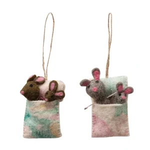 Shop All^Handmade Wool Felt Mice in a Blanket Ornament - cozylivehome.com | we sell a wide range of comfortable household items