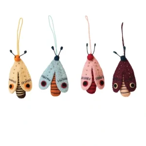 Handmade Wool Felt Moth Ornament w/ Beads & Embroidery - cozylivehome.com | we sell a wide range of comfortable household items* Ornament