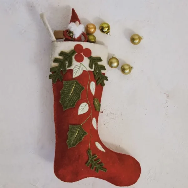Shop All^Handmade Wool Felt Stocking w/ Applique & Embroidery - cozylivehome.com | we sell a wide range of comfortable household items