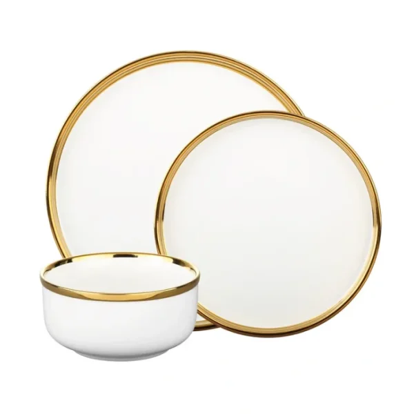 Shop All^87466 Hillcrest Stoneware Wh&gold 12 - cozylivehome.com | we sell a wide range of comfortable household items