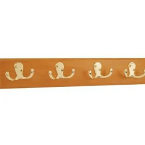 Shop All^HOOK RACK-OAK/BRASS 16″ w/4 HOOKS - cozylivehome.com | we sell a wide range of comfortable household items