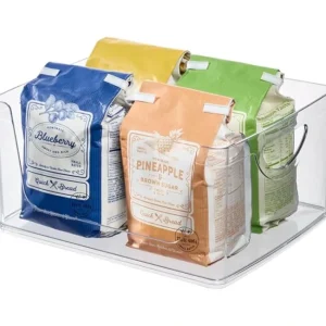 Shop All^iDesign Recycled Plastic Stackable Open Front Cabinet and Pantry Storage Bin with Integrated Handles – 8” x 10” x 5”, Clear Bin - cozylivehome.com | we sell a wide range of comfortable household items