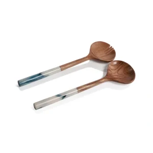 IN-7305 Mango Wood Salad Server Set with Blue Resin Handles - cozylivehome.com | we sell a wide range of comfortable household items* Giftware