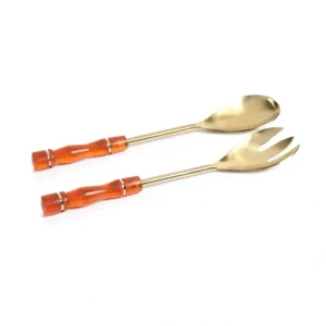 IN-6333 Resin and Gold Metal Server Set- Orange - cozylivehome.com | we sell a wide range of comfortable household items* Giftware