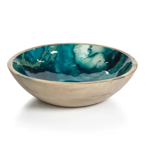 IN-6870 Seychelles Mango Wood Bowl - Paint Splash Blue - cozylivehome.com | we sell a wide range of comfortable household items* Giftware