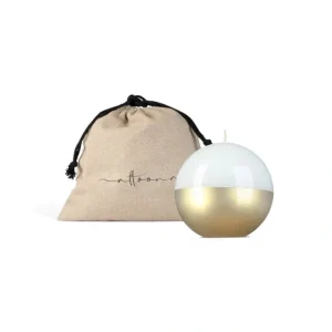 4 INCH HIGH GLOSS METALLIC CANDLE SPHERE - WHITE/GOLD - cozylivehome.com | we sell a wide range of comfortable household items* Giftware