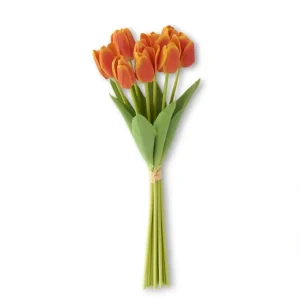19 Inch Orange Silk w/Real Touch Tulip Bundle (8 Stems) - cozylivehome.com | we sell a wide range of comfortable household items* Giftware