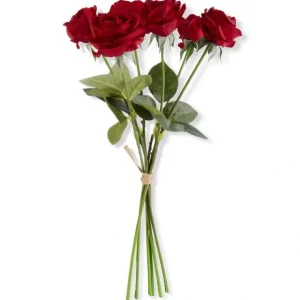 17 Inch Red Real Touch Full Bloom Rose Stem w/Foliage Bundle (6 Stems) - cozylivehome.com | we sell a wide range of comfortable household items* Giftware