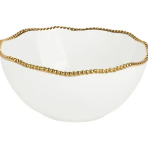 16270 9 INCH WHITE GOLD BEADED SERVE BOWL - cozylivehome.com | we sell a wide range of comfortable household items* Giftware