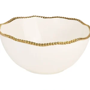 16269 10 Inch White Gold Beaded Serve Bowl - cozylivehome.com | we sell a wide range of comfortable household items* Giftware
