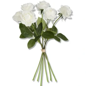 17 Inch White Real Touch Full Bloom Rose Stem w/Foliage Bundle (6 Stems - cozylivehome.com | we sell a wide range of comfortable household items* Giftware