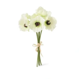 11 Inch White Real Touch Mini Poppy Bundle (6 Stems) - cozylivehome.com | we sell a wide range of comfortable household items* Giftware