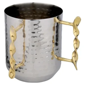 Shop All^J-WCGTS-AS Stainless Steel Hammered Wash Cup with Spiralized Handles - cozylivehome.com | we sell a wide range of comfortable household items