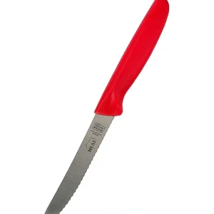 4.5" Knife - Curved tip/serrated edge - Red/Meat - cozylivehome.com | we sell a wide range of comfortable household items* Housewares