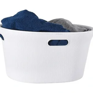 35 L Ribbed Laundry Basket, White - cozylivehome.com | we sell a wide range of comfortable household items* Housewares