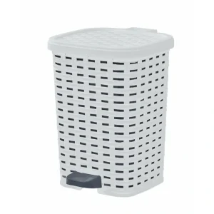 6 L Wicker Step Trash Can, White Smoke - cozylivehome.com | we sell a wide range of comfortable household items* Housewares