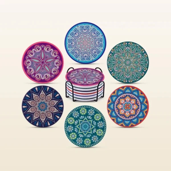 Mandala Coasters Ceramic Stone Set-6 - cozylivehome.com | we sell a wide range of comfortable household items* Shop All