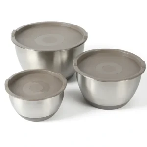 Martha Stewart Rhinewell 6-Piece Mirror Polish Stainless Steel Mixing Bowls w/ Lid and Non-Slip Base - cozylivehome.com | we sell a wide range of comfortable household items* Housewares