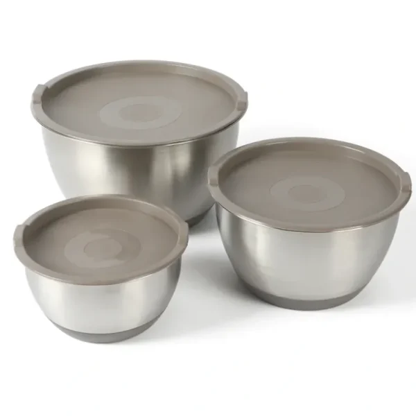 Martha Stewart Rhinewell 6-Piece Mirror Polish Stainless Steel Mixing Bowls w/ Lid and Non-Slip Base - cozylivehome.com | we sell a wide range of comfortable household items* Housewares