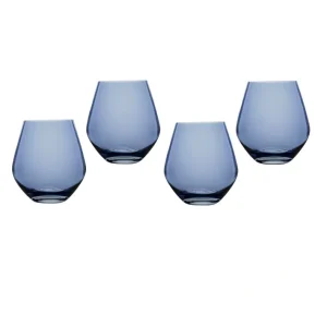 Shop All^22544 MERIDIAN STEMLESS BLUE S/4 - cozylivehome.com | we sell a wide range of comfortable household items