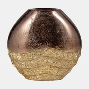 19048-02 Metal, 12" Ridged Round Vase, Black/gold - cozylivehome.com | we sell a wide range of comfortable household items* Giftware