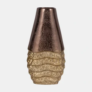 19050-01 Metal, 13" Ridged Tall Vase, Black/gold - cozylivehome.com | we sell a wide range of comfortable household items* Giftware