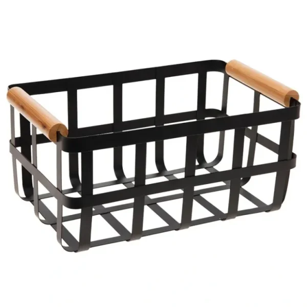 Metal Basket w Bamboo Handles - Black Large - cozylivehome.com | we sell a wide range of comfortable household items* Shop All