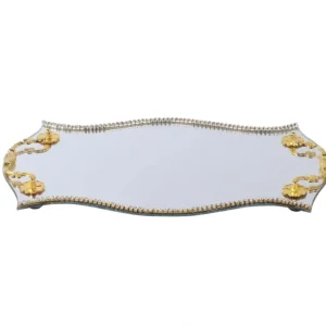 Shop All^182298 Mirror Tray Circular Shape Gold Handles Crystals 15.5x9.5" - cozylivehome.com | we sell a wide range of comfortable household items