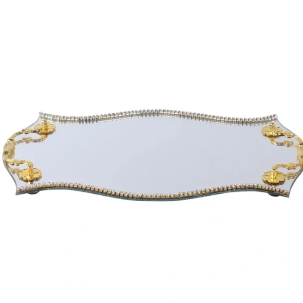 Shop All^182298 Mirror Tray Circular Shape Gold Handles Crystals 15.5x9.5" - cozylivehome.com | we sell a wide range of comfortable household items
