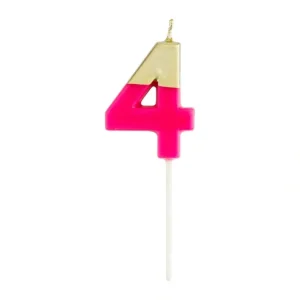 NUMBER CANDLE 4 FUCHSIA/GOLD - cozylivehome.com | we sell a wide range of comfortable household items* Shop All