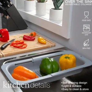 Over The Sink Adjustable Colander Strainer Basket 18.7x8x3inch - cozylivehome.com | we sell a wide range of comfortable household items* Housewares