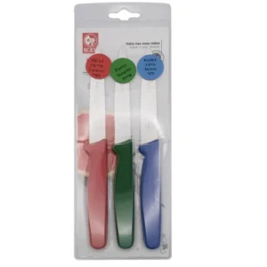 3-PC Paring Knife set. Red, Green, Blue Dairy Meat Parve. Serrated point. - cozylivehome.com | we sell a wide range of comfortable household items* Housewares