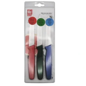 3-PC Paring knife set, Red, Green, Blue, Dairy, Meat, Parve, Straight point tip. - cozylivehome.com | we sell a wide range of comfortable household items* Housewares