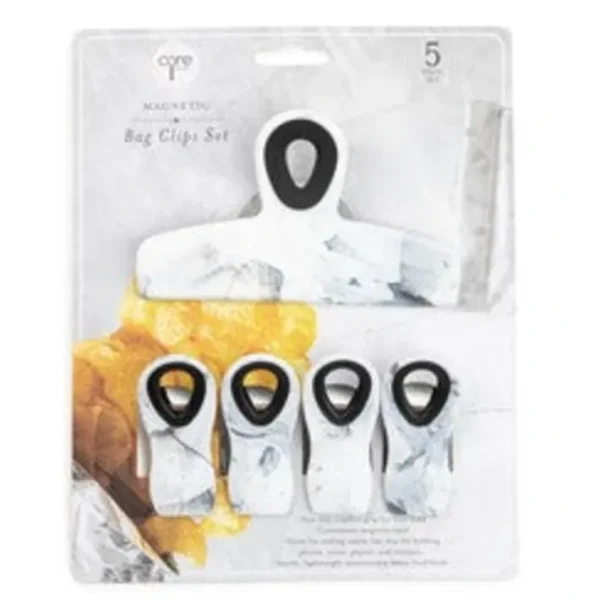 Shop All^5pc Signature Bag Clips - White Marble (1 large + 4 small) - cozylivehome.com | we sell a wide range of comfortable household items