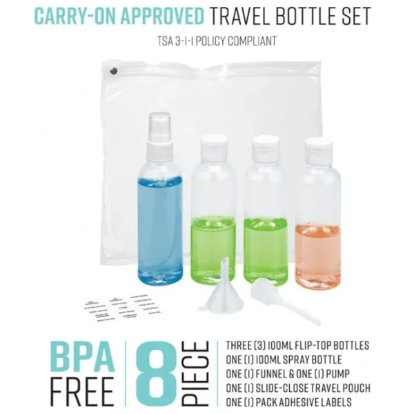 Shop All^8PC TRAVEL BOTTLE & BAG SET 3.4OZ/100ML (TSA approved) - cozylivehome.com | we sell a wide range of comfortable household items