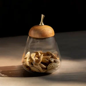 50679 PEAR GLASS & WOOD JAR - cozylivehome.com | we sell a wide range of comfortable household items* Giftware
