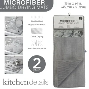 2PK JUMBO 18X24" MICROFIBER DRYING MAT- GREY - cozylivehome.com | we sell a wide range of comfortable household items* Housewares