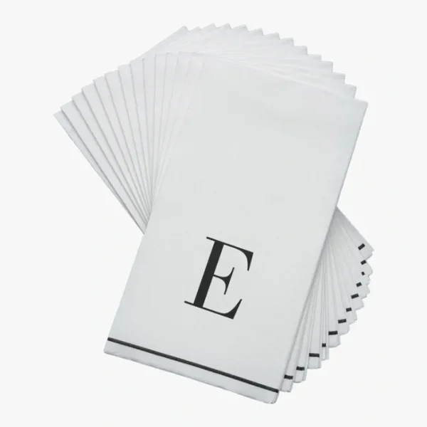 Shop All^14 PK White and Black Guest Paper Napkins - Letter E - cozylivehome.com | we sell a wide range of comfortable household items