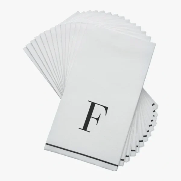 Shop All^14 PK White and Black Guest Paper Napkins - Letter F - cozylivehome.com | we sell a wide range of comfortable household items