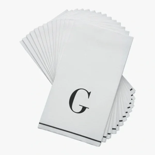 Shop All^14 PK White and Black Guest Paper Napkins - Letter G - cozylivehome.com | we sell a wide range of comfortable household items