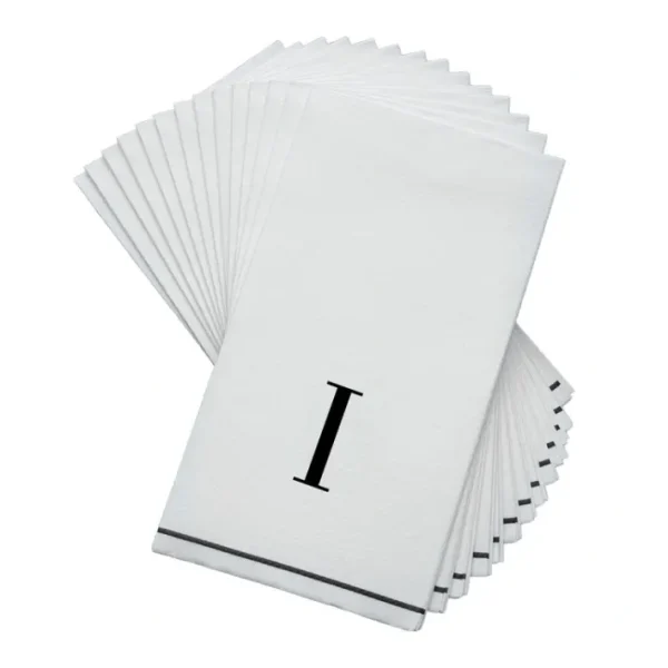 Shop All^14 PK White and Black Guest Paper Napkins - Letter I - cozylivehome.com | we sell a wide range of comfortable household items
