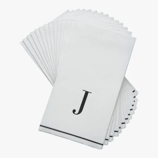Shop All^14 PK White and Black Guest Paper Napkins - Letter J - cozylivehome.com | we sell a wide range of comfortable household items