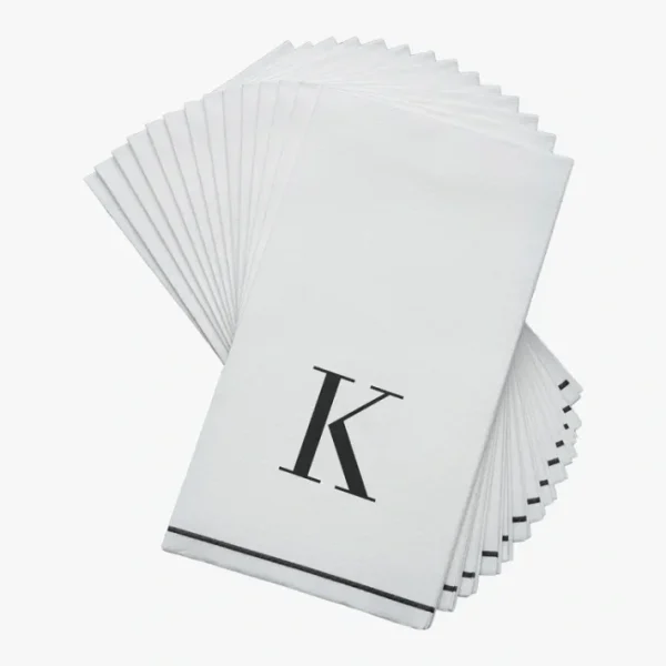 Shop All^14 PK White and Black Guest Paper Napkins - Letter K - cozylivehome.com | we sell a wide range of comfortable household items