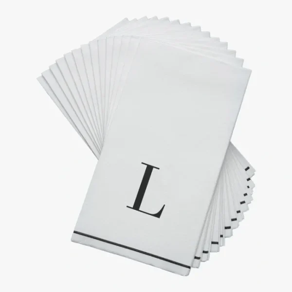 Shop All^14 PK White and Black Guest Paper Napkins - Letter L - cozylivehome.com | we sell a wide range of comfortable household items