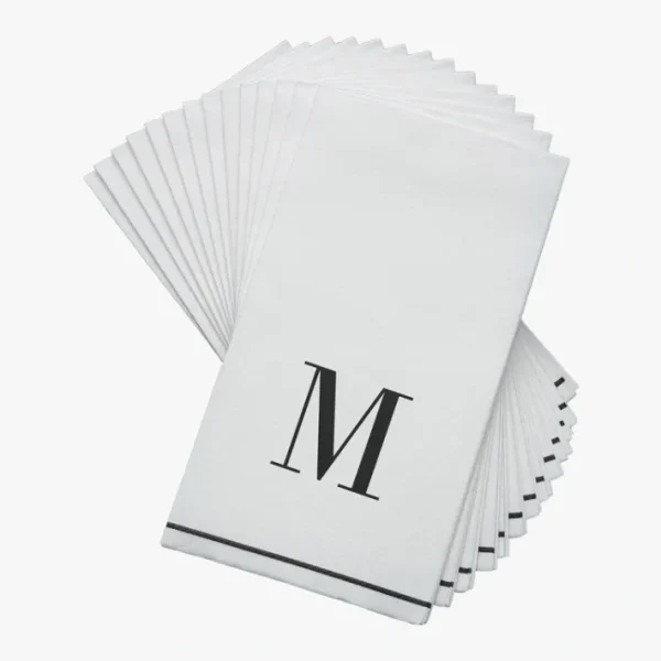 Shop All^14 PK White and Black Guest Paper Napkins - Letter M - cozylivehome.com | we sell a wide range of comfortable household items