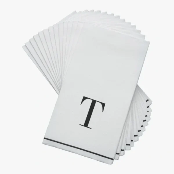 Shop All^14 PK White and Black Guest Paper Napkins - Letter T - cozylivehome.com | we sell a wide range of comfortable household items